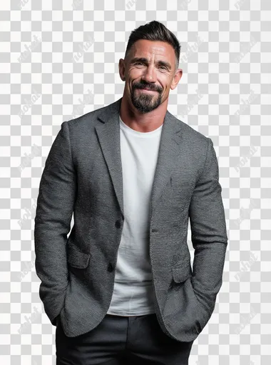 PNG Confident Mature Male Businessman in Gray Blazer PNG Confident Mature Male Businessman in Gray Blazer