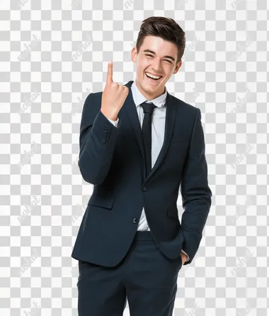 PNG Confident Young Man in Suit Making Gesture PNG Confident Young Man in Suit Making Gesture