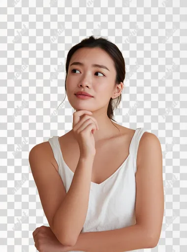 PNG Contemplative Korean Female Model in Minimalistic Style
