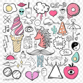 Png cool doodle social media story sticker set