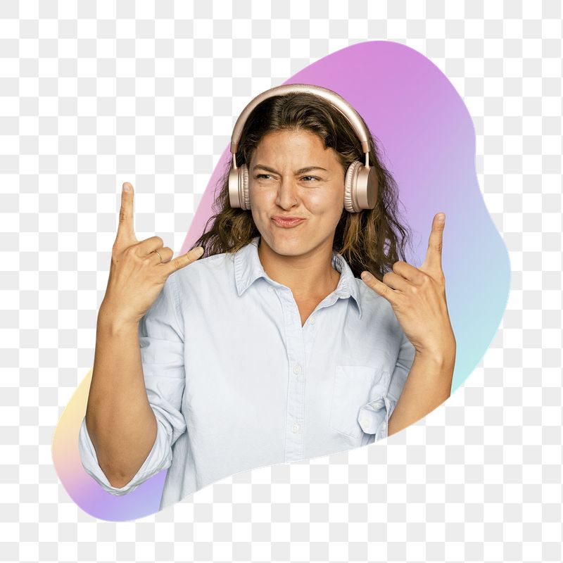 Png cool woman with headphone, | Free PNG - rawpixel