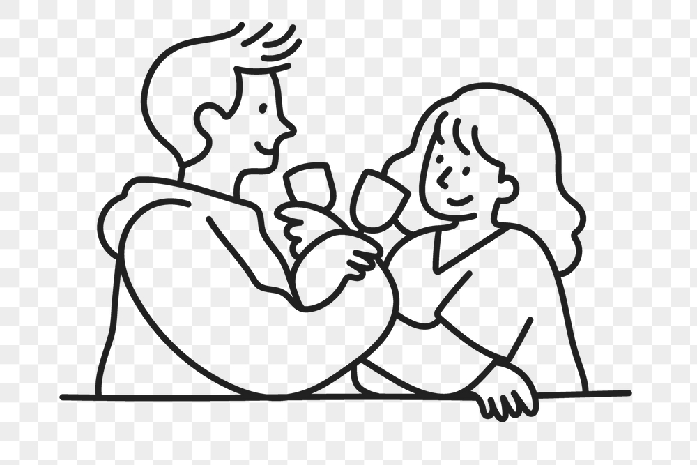 Png couple drinking wine sticker, | Free PNG Illustration - rawpixel