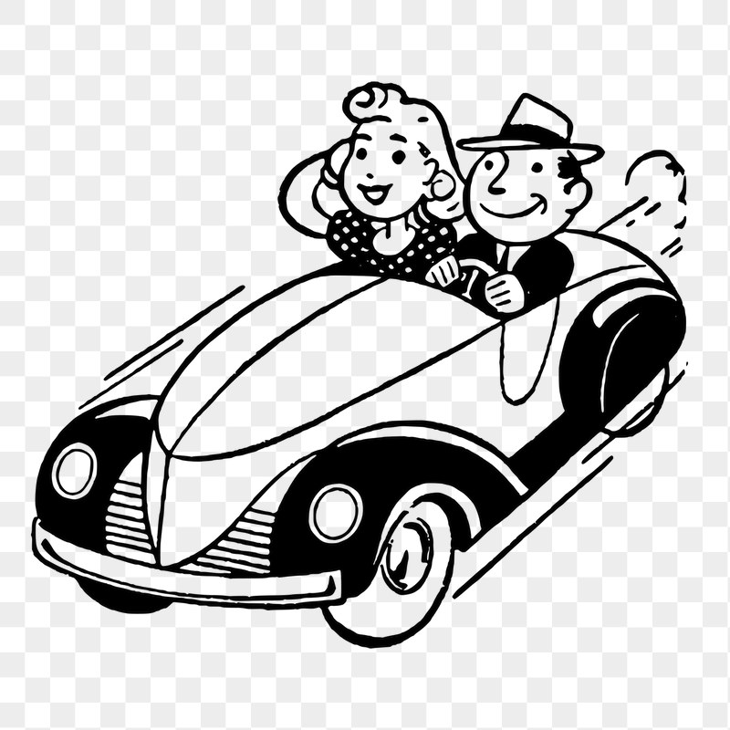 Png couple in car sticker | Free PNG - rawpixel