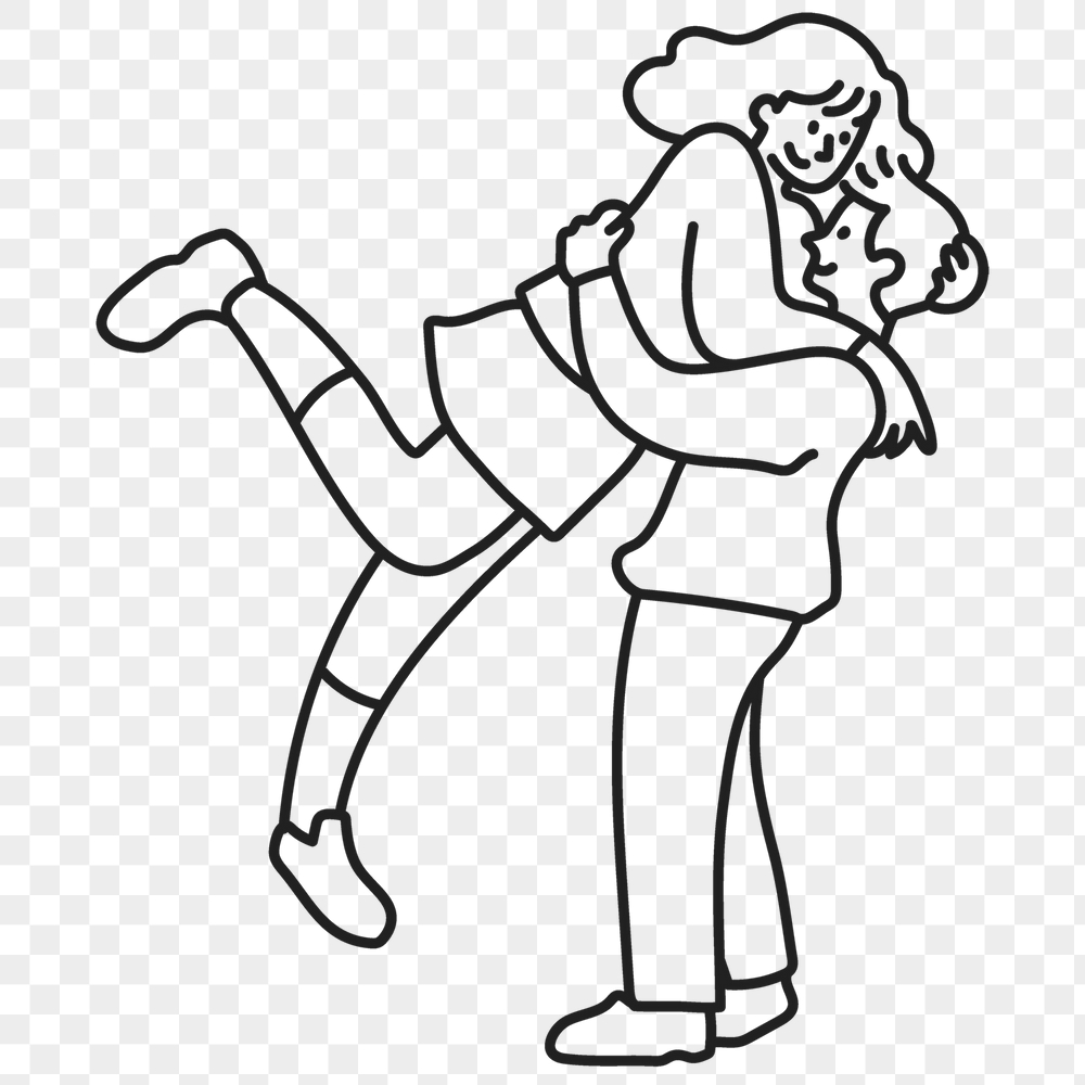 Png couple jumping hug sticker, | Free PNG Illustration - rawpixel