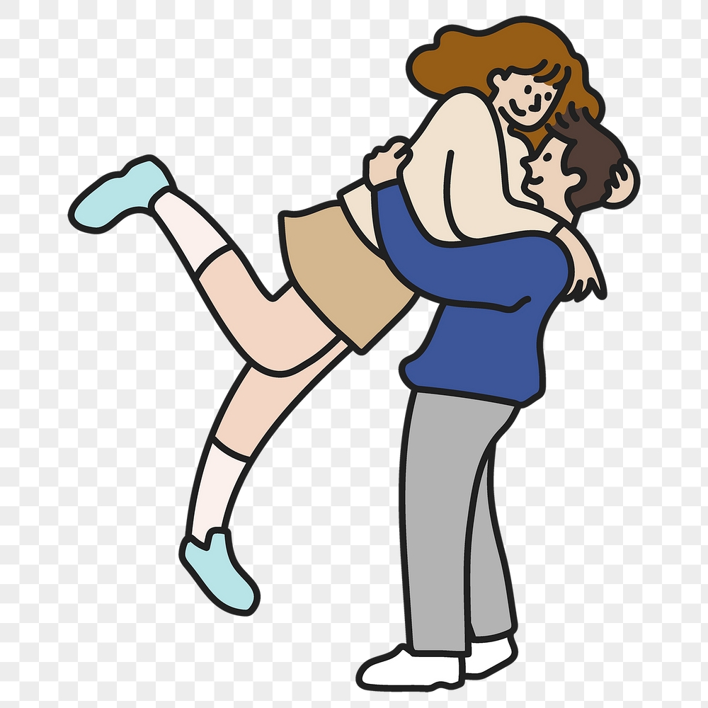 Png couple jumping hug sticker, | Free PNG Illustration - rawpixel