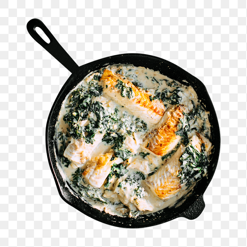 Png creamed spinach salmon sticker, | Free PNG - rawpixel