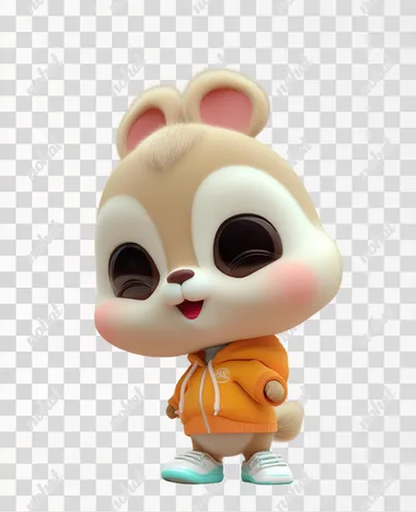 PNG Cute 3D Animal Character with Big Eyes PNG Cute 3D Animal Character with Big Eyes