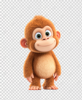 PNG Cute 3D Cartoon Orangutan in Disney Style