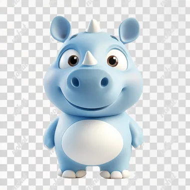 PNG Cute 3D Cartoon Rhino Mascot for Smart Manufacturing PNG Cute 3D Cartoon Rhino Mascot for Smart Manufacturing