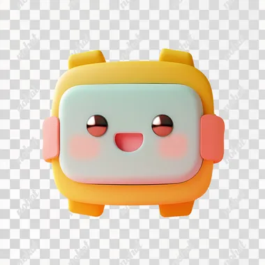 PNG Cute 3D Cartoon Toy Icon with Big Eyes in Warm Yellow and Orange PNG Cute 3D Cartoon Toy Icon with Big Eyes in Warm Yellow and Orange
