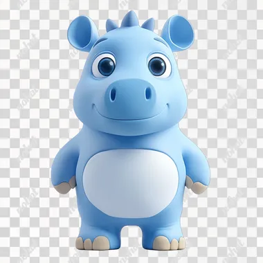 PNG Cute 3D Rhino Mascot for Smart Manufacturing PNG Cute 3D Rhino Mascot for Smart Manufacturing