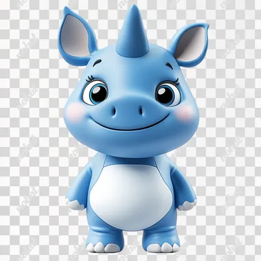 PNG Cute 3D Rhino Mascot for Smart Manufacturing PNG Cute 3D Rhino Mascot for Smart Manufacturing