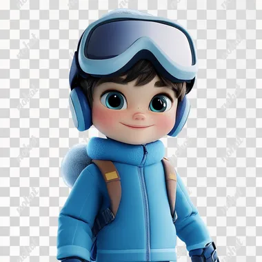 PNG Cute boy in fashionable ski clothes and helmet enjoying winter fun PNG Cute boy in fashionable ski clothes and helmet enjoying winter fun