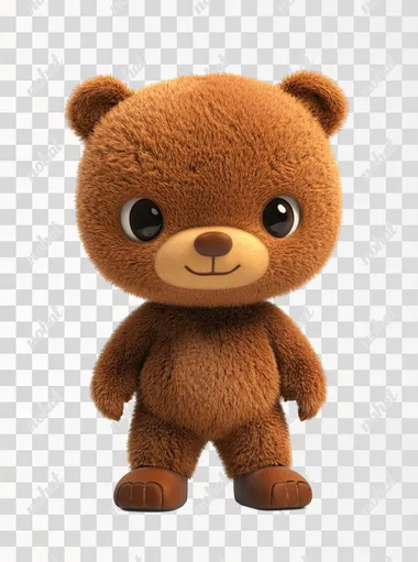 PNG Cute brown teddy bear cub with big eyes in a playful standing pose PNG Cute brown teddy bear cub with big eyes in a playful standing pose