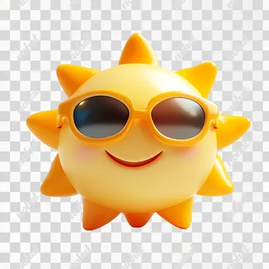 PNG Cute cartoon sun character with sunglasses, 3D icon for fun designs PNG Cute cartoon sun character with sunglasses, 3D icon for fun designs