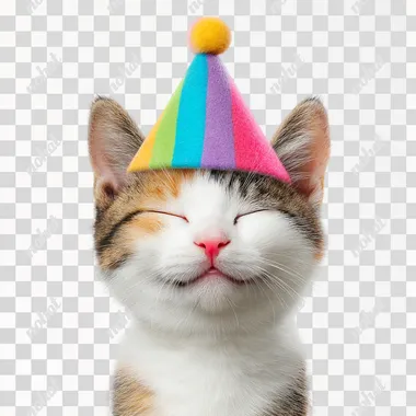PNG Cute Cat in Birthday Hat PNG Cute Cat in Birthday Hat