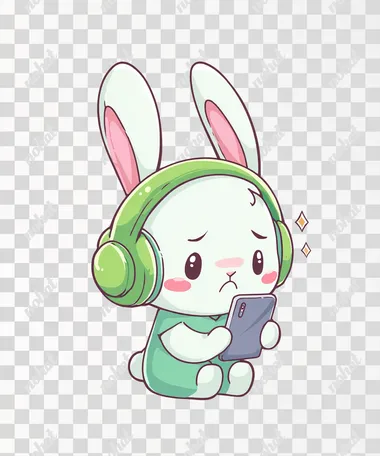 PNG Cute Chibi Bunny with Headphones PNG Cute Chibi Bunny with Headphones