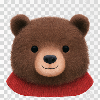 PNG Cute Chocolate-Brown Bear Cub Portrait