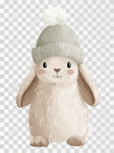 PNG Cute Fluffy Baby Bunny with a Hat PNG Cute Fluffy Baby Bunny with a Hat