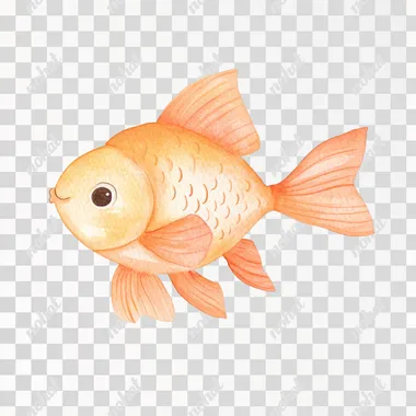 PNG Cute Goldfish Illustration for Children's Book Decor in Minimal Style PNG Cute Goldfish Illustration for Children's Book Decor in Minimal Style