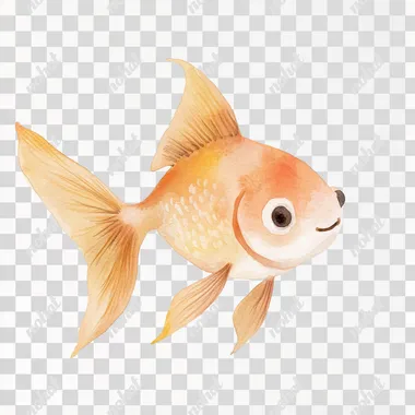 PNG Cute Goldfish Illustration with a Big Smile for Children's Room Decor PNG Cute Goldfish Illustration with a Big Smile for Children's Room Decor