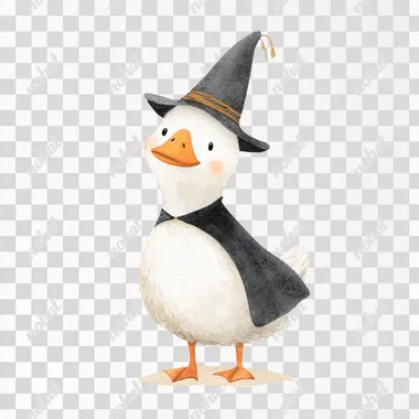 PNG Cute Halloween Duck in Wizard Cape and Hat PNG Cute Halloween Duck in Wizard Cape and Hat