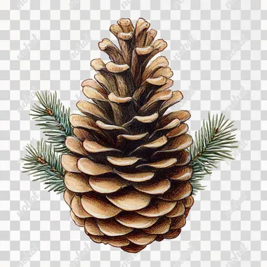 PNG Cute pine cone clipart for vintage Christmas card design, holiday decor