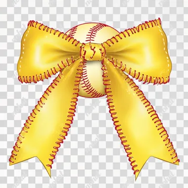 PNG Cute Softball-Themed Bow Illustration PNG Cute Softball-Themed Bow Illustration