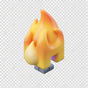 PNG Cute Stylized 3D Isometric Red Flame