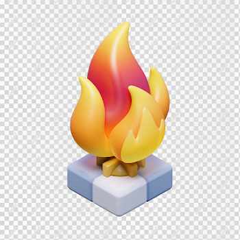 PNG Cute Stylized 3D Isometric Red Flame