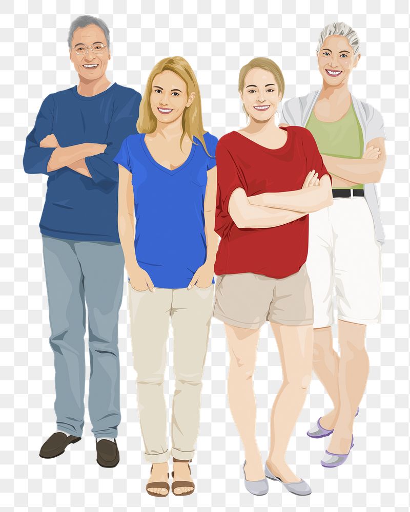 PNG diverse people sticker, standing | Free PNG - rawpixel