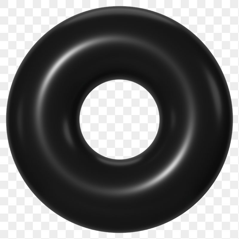 Png donut ring, black 3D | Free PNG - rawpixel