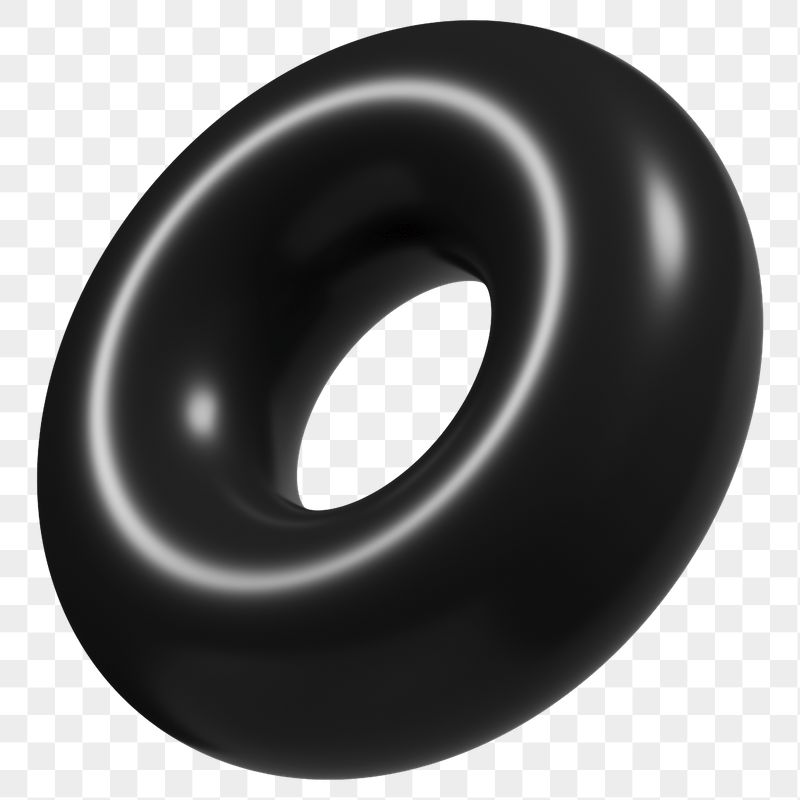 Png donut ring, black 3D | Free PNG - rawpixel