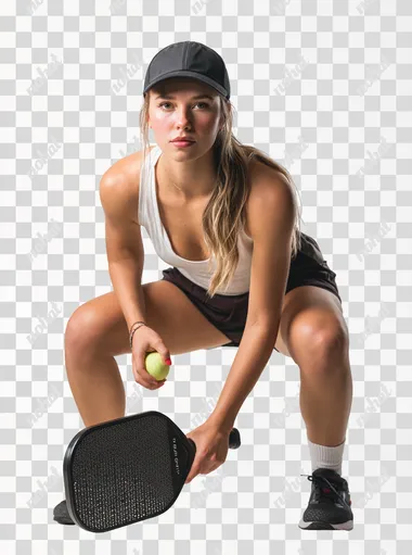 PNG Dramatic Portrait of a Female Pickleball Player PNG Dramatic Portrait of a Female Pickleball Player