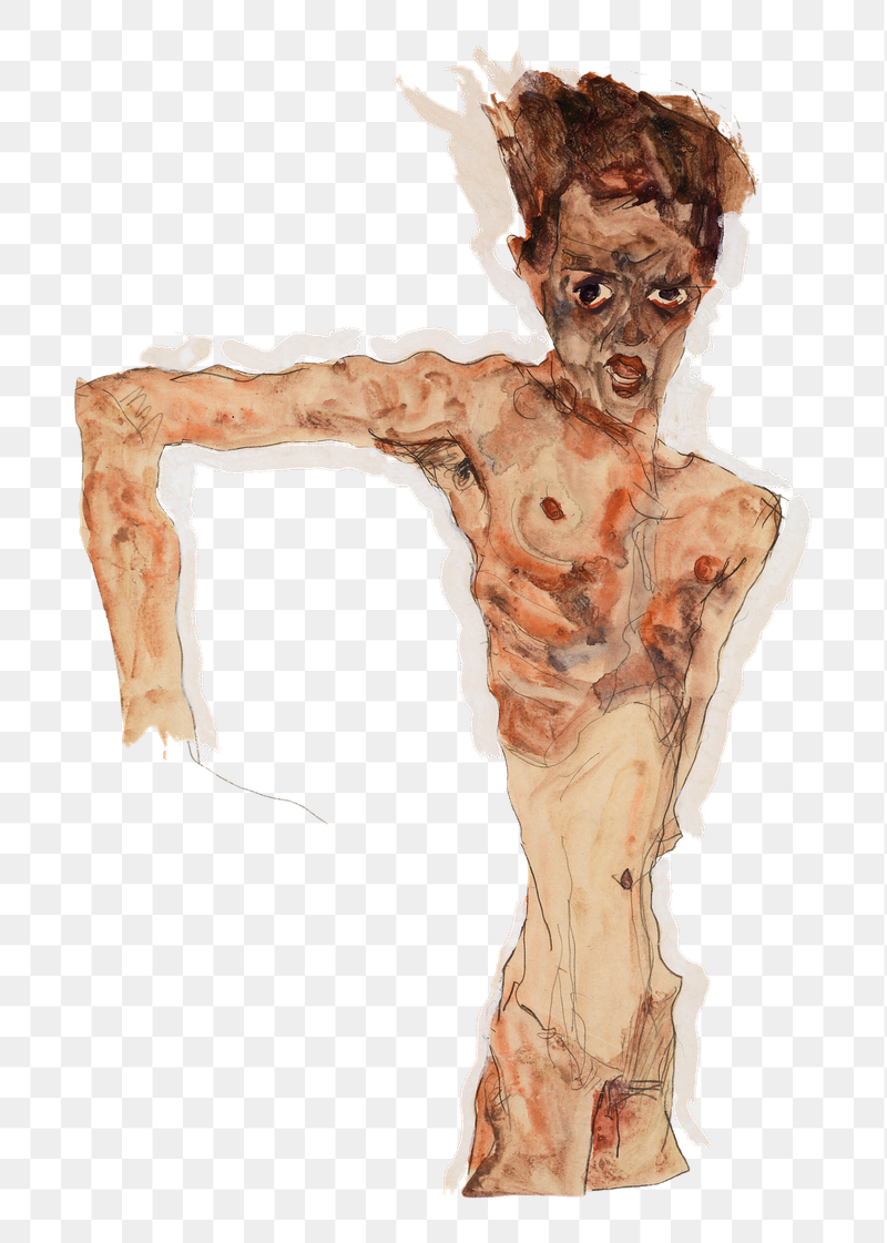 Png Egon Schiele&rsquo;s Self-Portrait sticker, | Free PNG Illustration - rawpixel