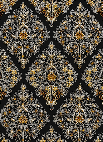 PNG Elegant Black and Gold Floral Pattern