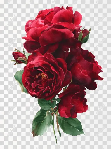 PNG Elegant Deep Red Roses Watercolor Arrangement PNG Elegant Deep Red Roses Watercolor Arrangement