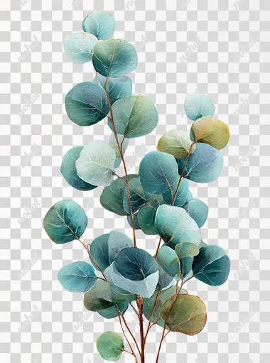 PNG Elegant Eucalyptus Stem in Watercolor PNG Elegant Eucalyptus Stem in Watercolor