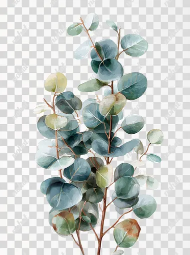PNG Elegant Eucalyptus Stem Watercolor Illustration PNG Elegant Eucalyptus Stem Watercolor Illustration