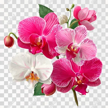 PNG Elegant Pink and White Orchid Bouquet - High-Resolution Floral Clipart PNG Elegant Pink and White Orchid Bouquet - High-Resolution Floral Clipart