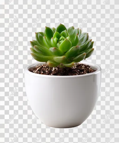 PNG Elegant Small Potted Succulent in White Ceramic Planter