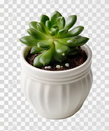 PNG Elegant Small Succulent Plant in White Ceramic Pot