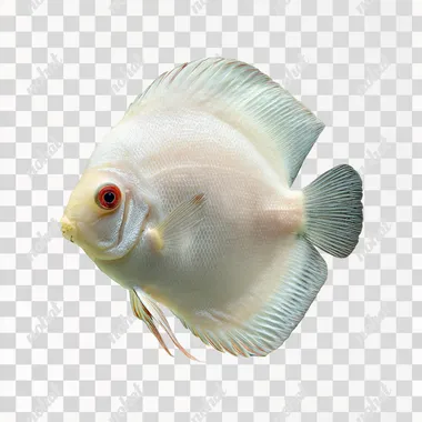PNG Elegant White Discus Fish in Profile