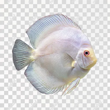 PNG Elegant White Discus Fish on White Background