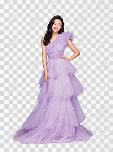 PNG Elegant Young Asian Woman in Lavender Dress PNG Elegant Young Asian Woman in Lavender Dress
