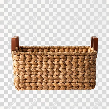 PNG Empty Light Brown Hyacinth Gift Basket with Handles