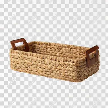 PNG Empty Light Brown Hyacinth Gift Basket with Handles