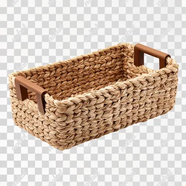 PNG Empty Light Brown Rectangle Hyacinth Gift Basket