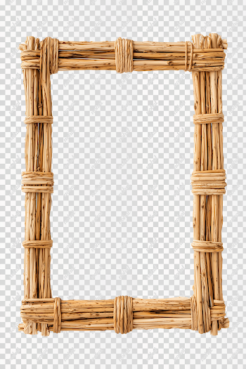 PNG Empty Rectangle Reed Frame in Traditional Peruvian Aesthetic