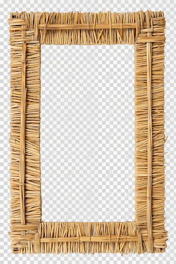 PNG Empty Rectangle Reed Frame with Traditional Peruvian Aesthetic